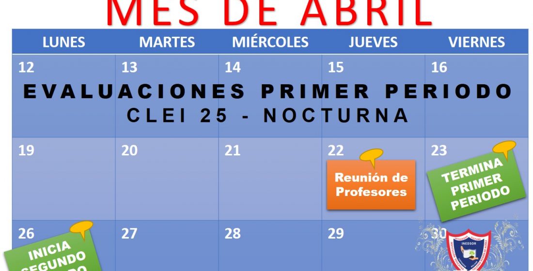 Fechas para CLEI 25 - Primer periodo